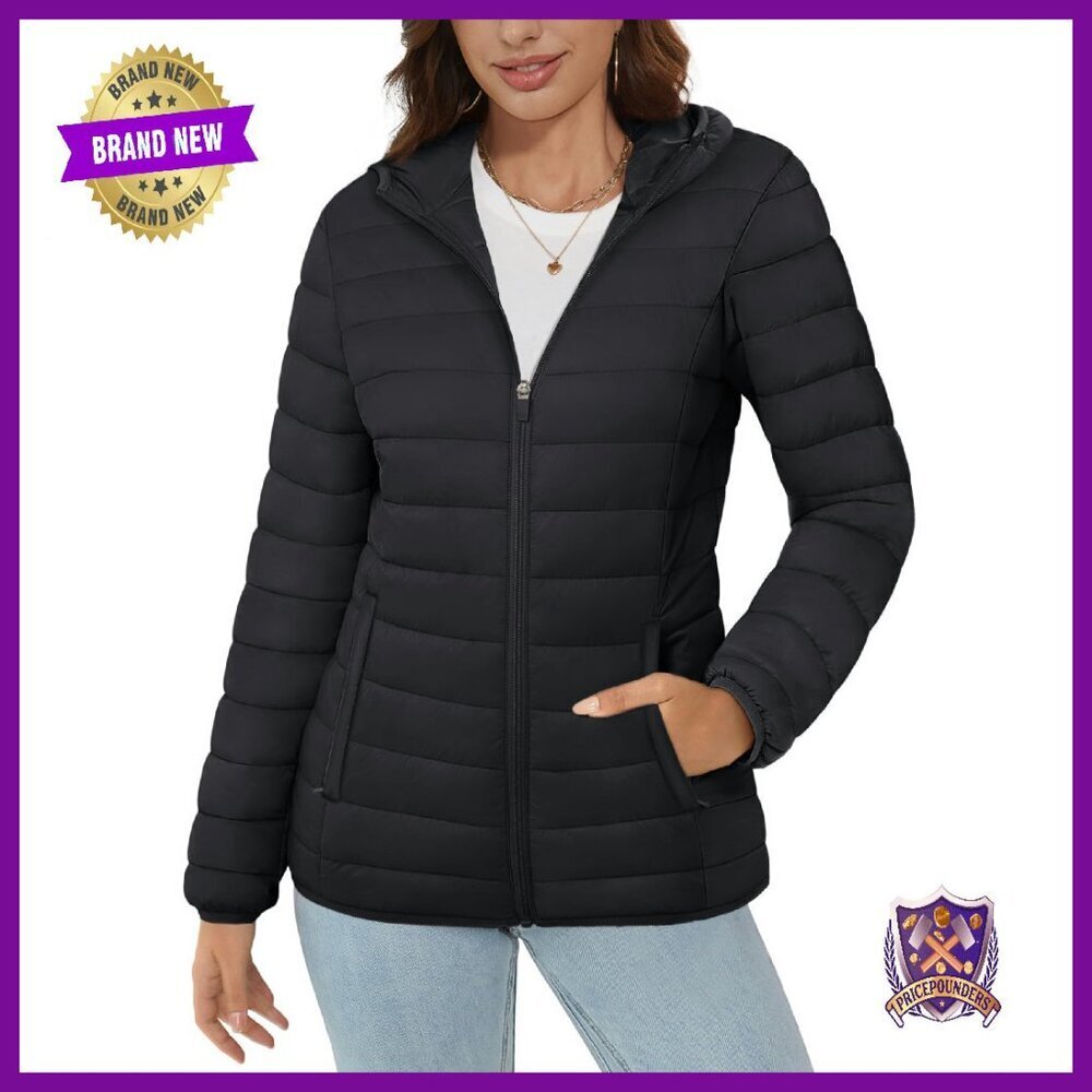 Women's Lightweight Hooded Puffer Jacket with 4 Pockets Winter Coat